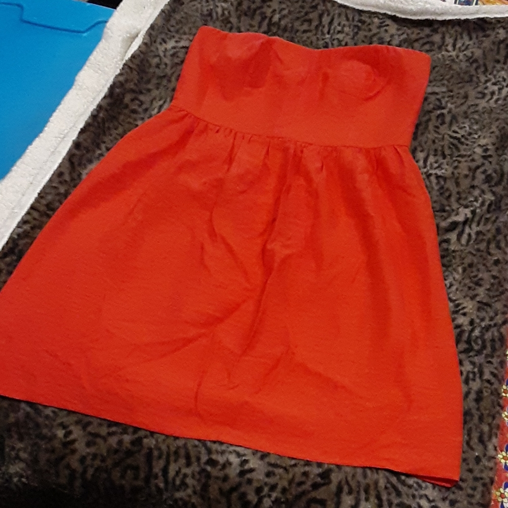 Like New Loft Strapless Red Dress - Picture 2 of 7